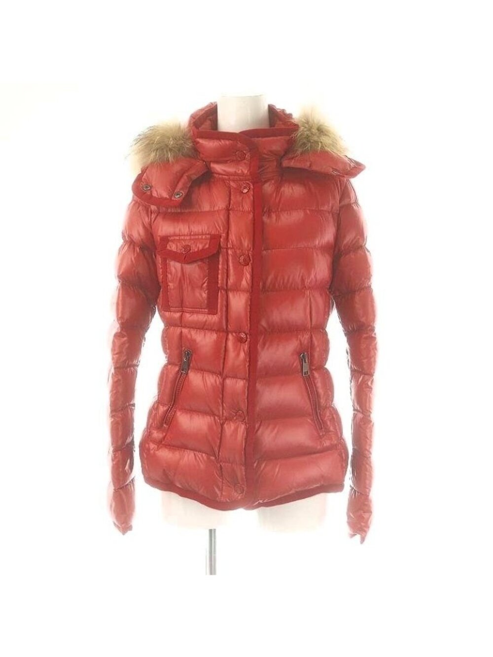Moncler Armoise Fur Down Jacket Hood Outer Short 1 Red BB